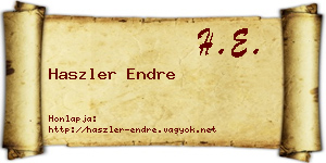 Haszler Endre névjegykártya